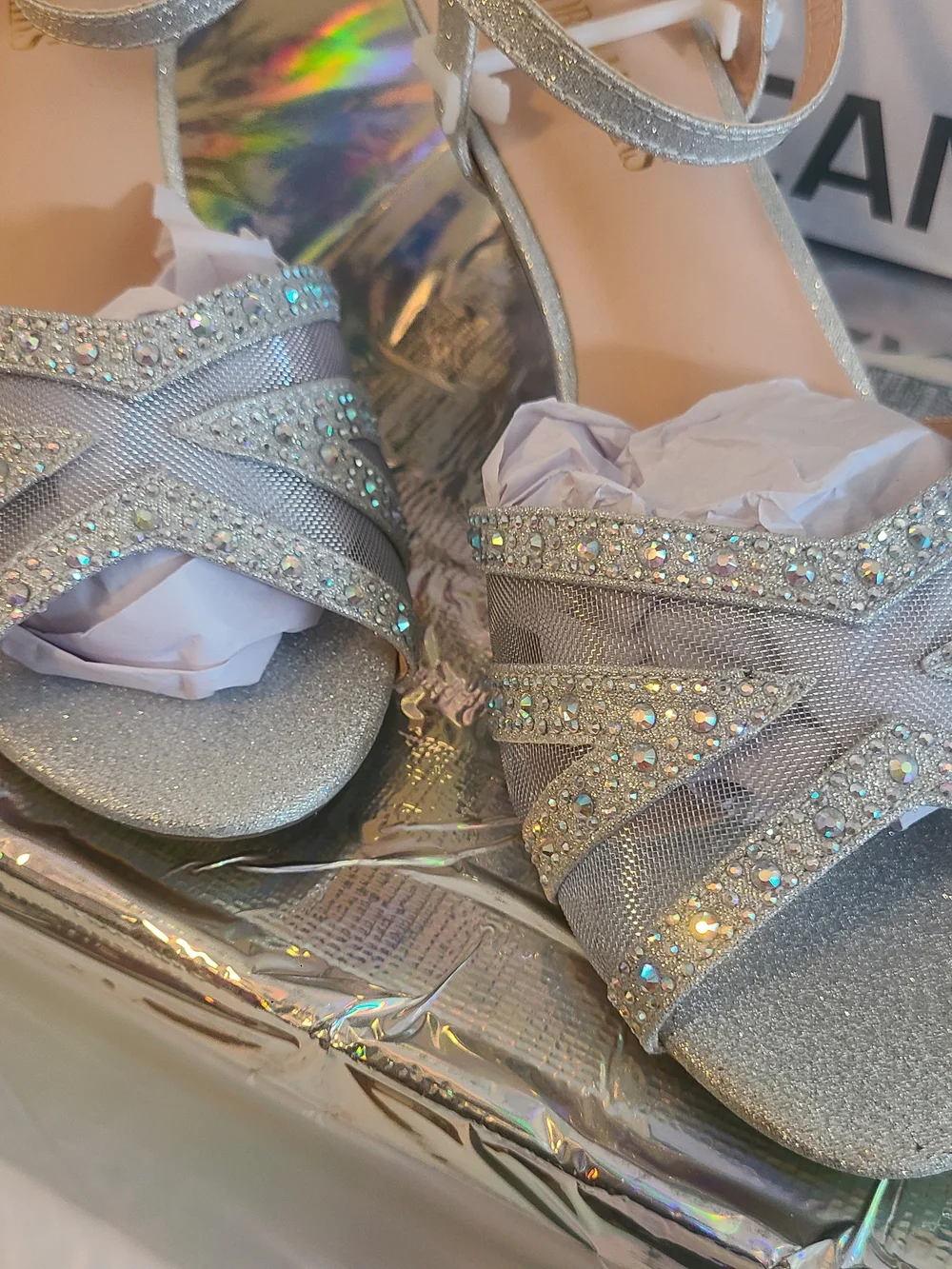 Dream Pairs Silver Crystal Open-Toe Slingback Sandals